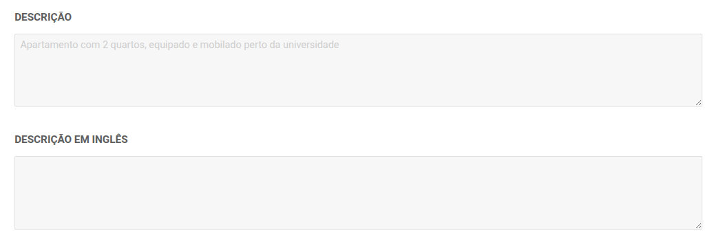 campos de descrição